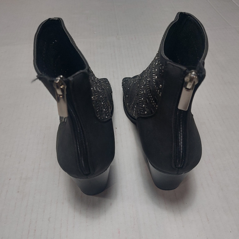 CloudWalkers by Avenue, Black Sparkle Embellished Open Toe Zip Boots Size 10W - Picture 4 of 11